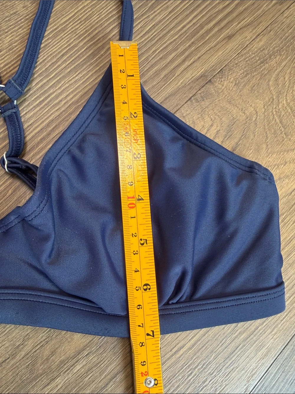 Athleta 34 B/C Underwire Bikini Top Size S/M Navy Blue Crisscross Back